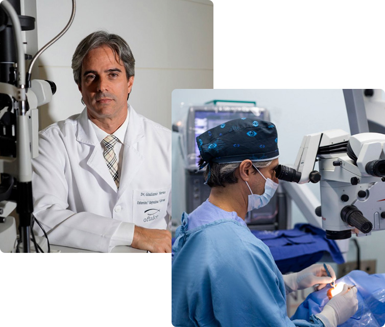 Dr. Giuliano Veras em seu consultório e realizando cirurgia